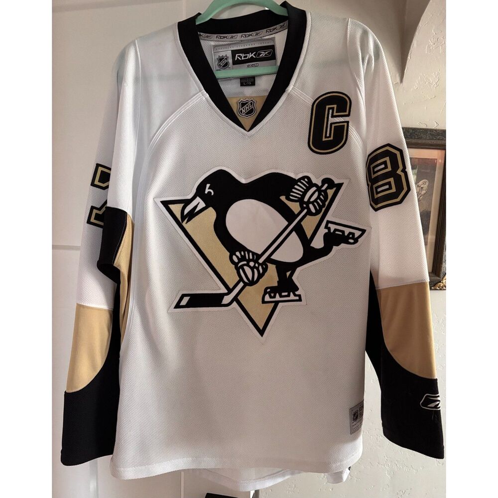 Reebok NHL Pittsburgh Penguins Sidney Crosby #87 Away Jersey White Sz L